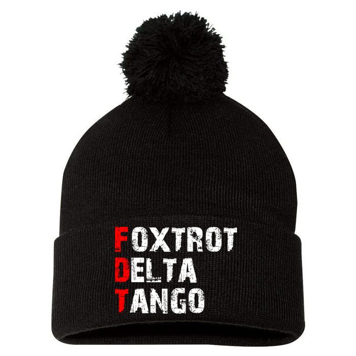 Foxtrot Delta Tango Pom Pom 12in Knit Beanie