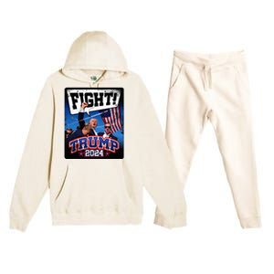 Fight! Donald Trump 2024 Supporters Political Product Premium Hooded Sweatsuit Set