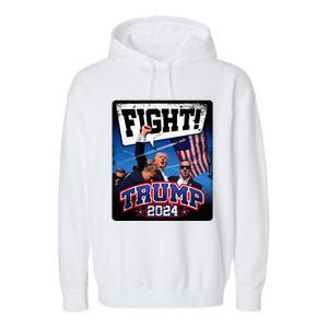 Fight! Donald Trump 2024 Supporters Political Product Garment-Dyed Fleece Hoodie