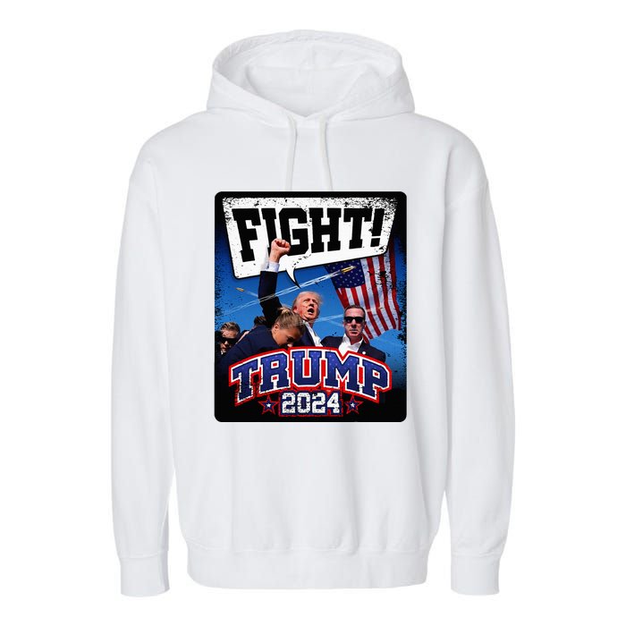 Fight! Donald Trump 2024 Supporters Political Product Garment-Dyed Fleece Hoodie