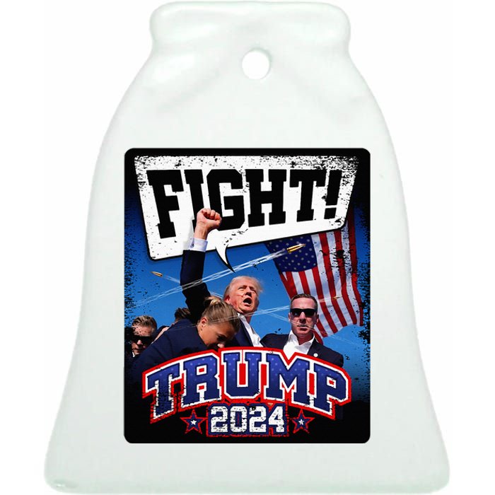 Fight! Donald Trump 2024 Supporters Political Product Ceramic Bell Ornament