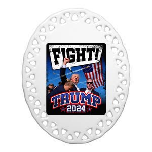 Fight! Donald Trump 2024 Supporters Political Product Ceramic Oval Ornament