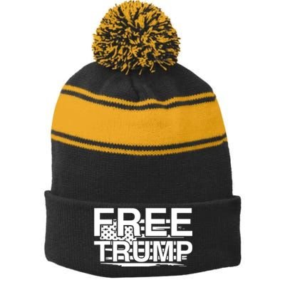 Free Donald Trump Supporters Pro Trump Republican Stripe Pom Pom Beanie