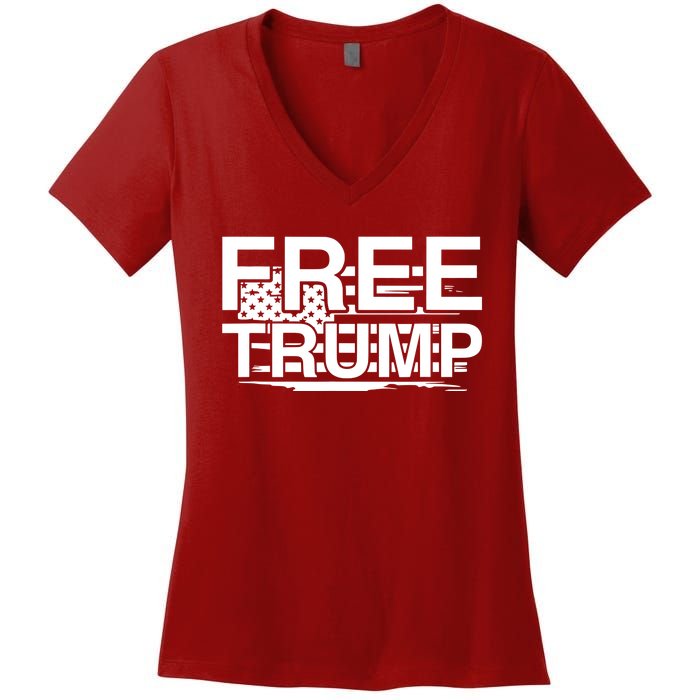 Free Donald Trump Supporters Pro Trump Republican Women's V-Neck T-Shirt