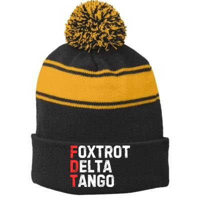 Foxtrot Delta Tango Stripe Pom Pom Beanie