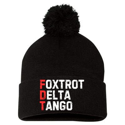 Foxtrot Delta Tango Pom Pom 12in Knit Beanie