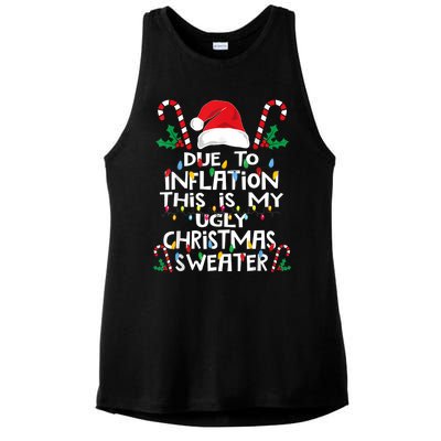 Funny Due To Inflation Ugly Christmas Sweaters Ladies PosiCharge Tri-Blend Wicking Tank