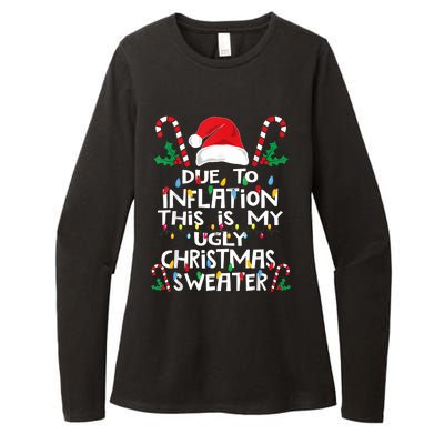 Funny Due To Inflation Ugly Christmas Sweaters Womens CVC Long Sleeve Shirt