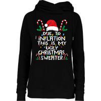 Funny Due To Inflation Ugly Christmas Sweaters Womens Funnel Neck Pullover Hood