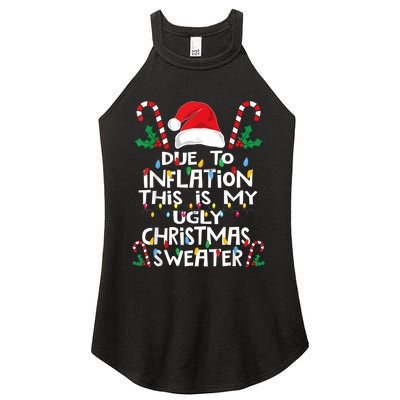 Funny Due To Inflation Ugly Christmas Sweaters Women's Perfect Tri Rocker Tank