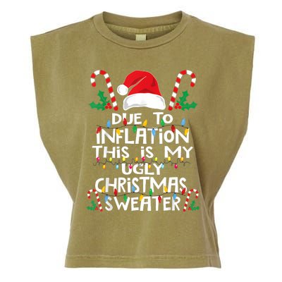 Funny Due To Inflation Ugly Christmas Sweaters Garment-Dyed Women's Muscle Tee