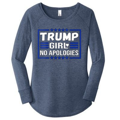 Funny Donald Trump Girl No Apologies Election 2024 Trump Women's Perfect Tri Tunic Long Sleeve Shirt