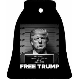 Free Donald Trump Mugshot Ceramic Bell Ornament