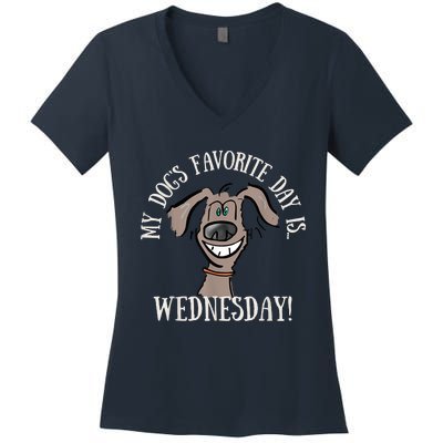 Fathers Day Tee My Dogs Favorite Day Is Wednesday HUMP DAY Women's V-Neck T-Shirt