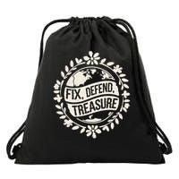 Fix Defend Treasure Resist Protest And Celebrate Earth Day Drawstring Bag