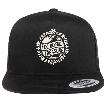 Fix Defend Treasure Resist Protest And Celebrate Earth Day Flatbill Hat