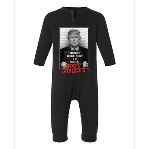 Funny Donald Trump Not Guilty Mug Shot Free Trump 2024 Infant Fleece One Piece