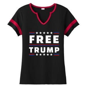 Free Donald Trump Republican Support Ladies Halftime Notch Neck Tee