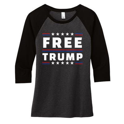 Free Donald Trump Republican Support Women's Tri-Blend 3/4-Sleeve Raglan Shirt