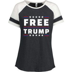 Free Donald Trump Republican Support Enza Ladies Jersey Colorblock Tee