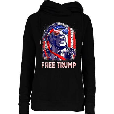 Free Donald Trump Republican Support Pro Trump American Flag Womens Funnel Neck Pullover Hood