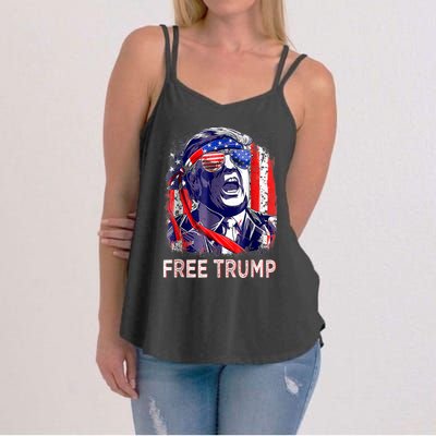 Free Donald Trump Republican Support Pro Trump American Flag Women's Strappy Tank