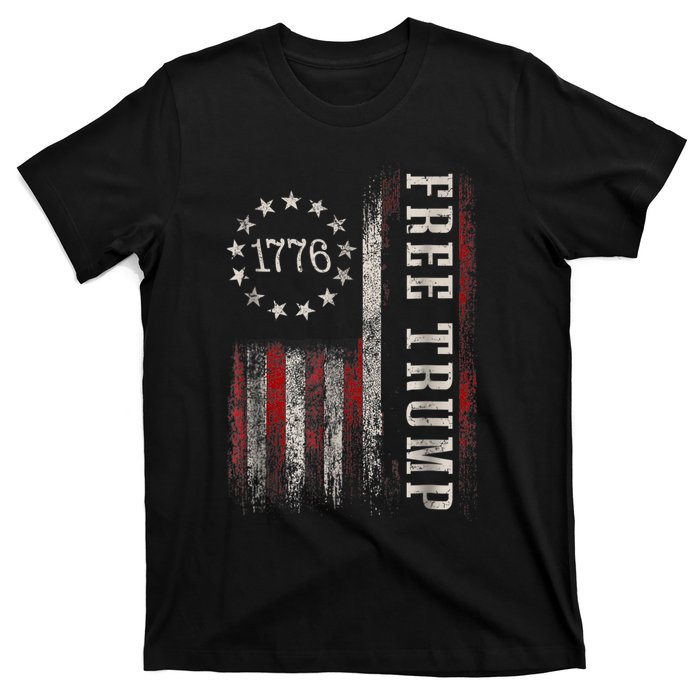 Free Donald Trump Republican Support Pro Trump American Flag T-Shirt