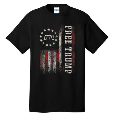 Free Donald Trump Republican Support Pro Trump American Flag Tall T-Shirt