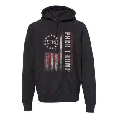 Free Donald Trump Republican Support Pro Trump American Flag Premium Hoodie