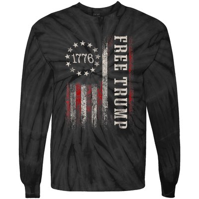 Free Donald Trump Republican Support Pro Trump American Flag Tie-Dye Long Sleeve Shirt