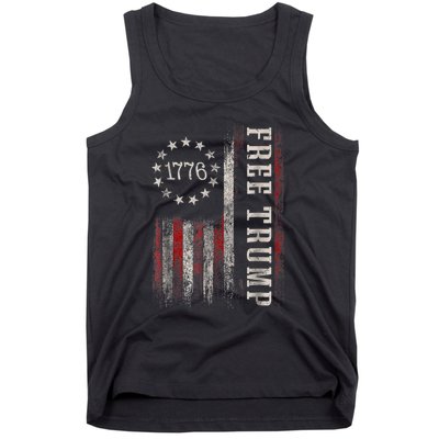 Free Donald Trump Republican Support Pro Trump American Flag Tank Top