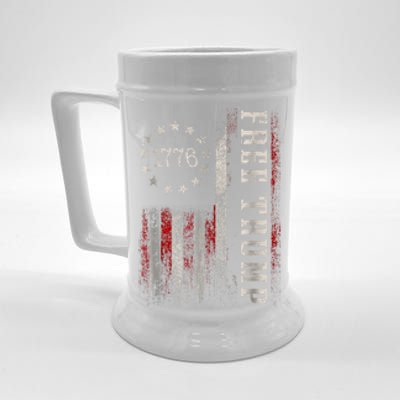 Free Donald Trump Republican Support Pro Trump American Flag Beer Stein