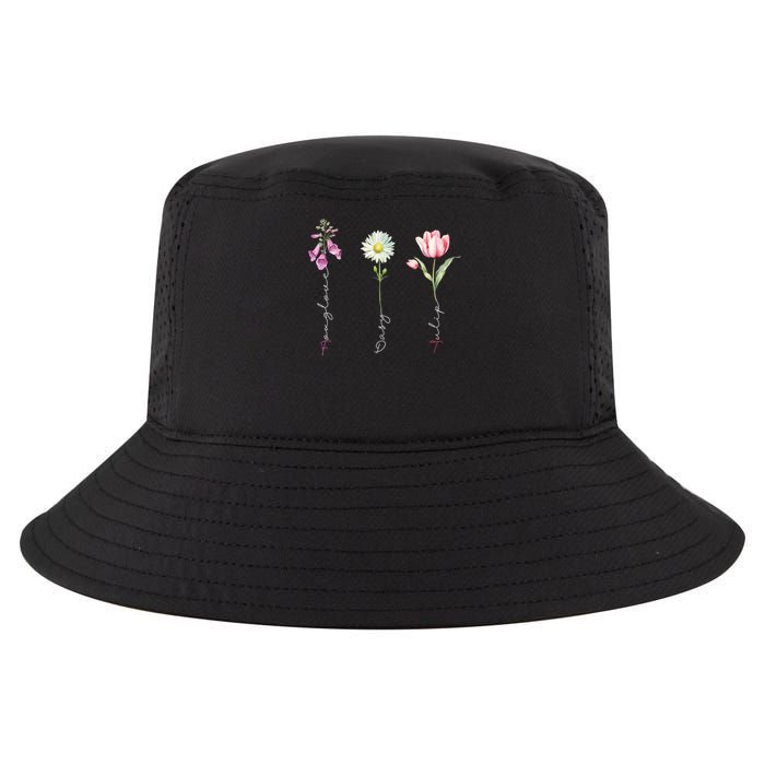 Foxglove Daisy Tulip Flower Foxglove Daisy Tulip Floral Cool Comfort Performance Bucket Hat