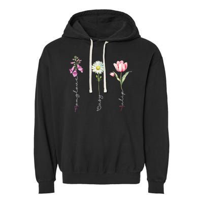 Foxglove Daisy Tulip Flower Foxglove Daisy Tulip Floral Garment-Dyed Fleece Hoodie