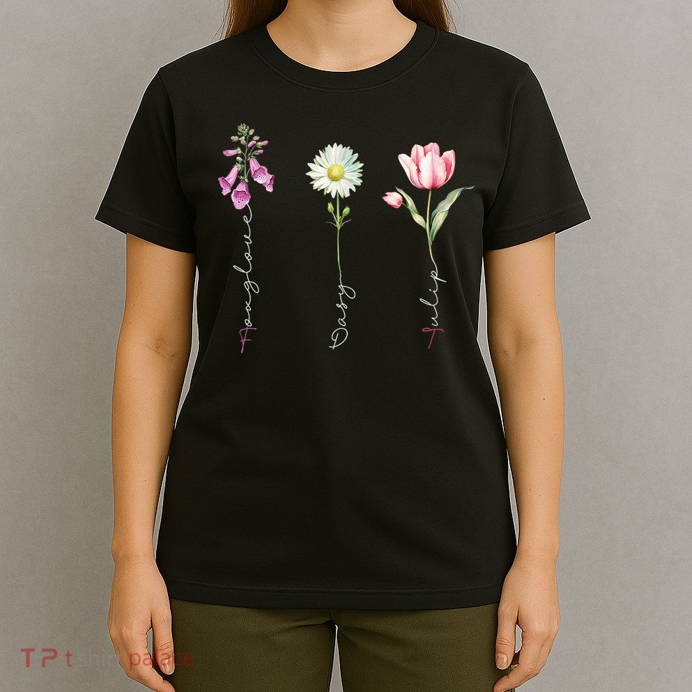 Foxglove Daisy Tulip Flower Foxglove Daisy Tulip Floral T-Shirt