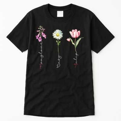 Foxglove Daisy Tulip Flower Foxglove Daisy Tulip Floral Tall T-Shirt