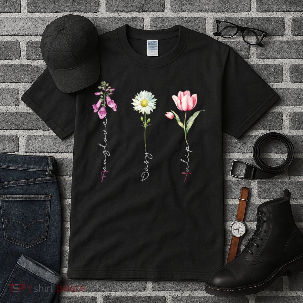 Foxglove Daisy Tulip Flower Foxglove Daisy Tulip Floral Tall T-Shirt