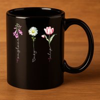 Foxglove Daisy Tulip Flower Foxglove Daisy Tulip Floral 11oz C Handle Ceramic Mug