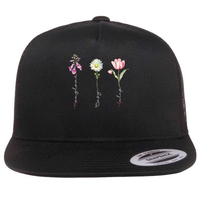 Foxglove Daisy Tulip Flower Foxglove Daisy Tulip Floral Flatbill Hat