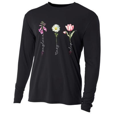 Foxglove Daisy Tulip Flower Foxglove Daisy Tulip Floral Cooling Performance Long Sleeve Crew