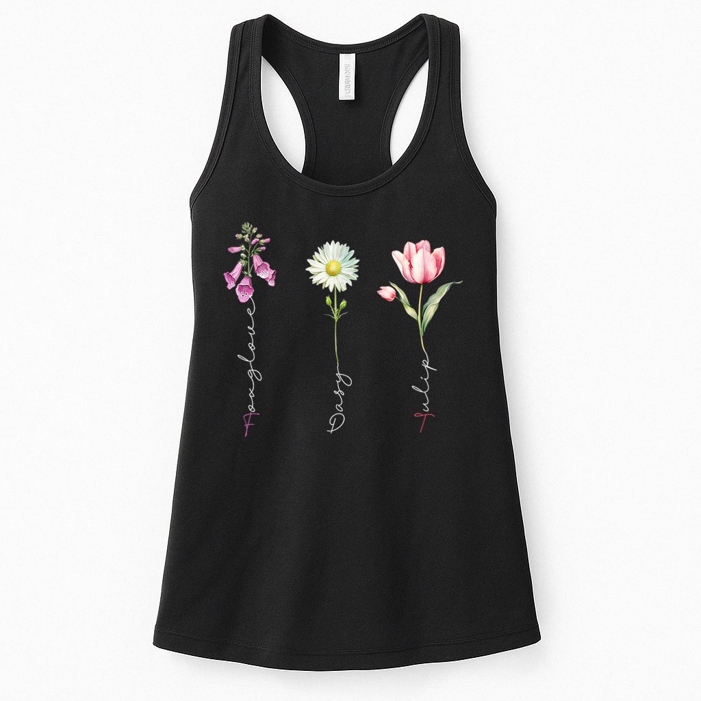 Foxglove Daisy Tulip Flower Foxglove Daisy Tulip Floral Womens Tank Top
