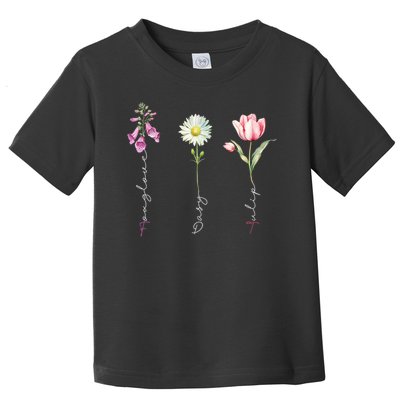Foxglove Daisy Tulip Flower Foxglove Daisy Tulip Floral Toddler T-Shirt
