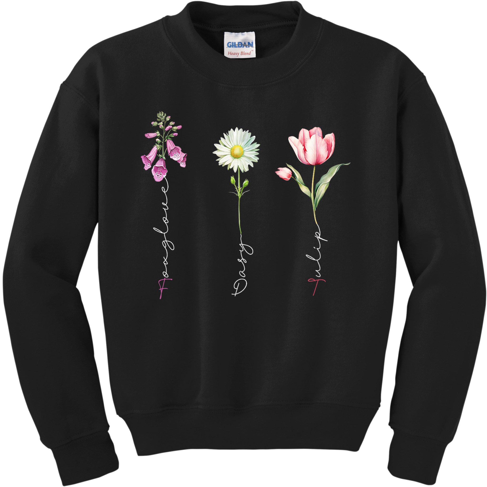 Foxglove Daisy Tulip Flower Foxglove Daisy Tulip Floral Kids Sweatshirt