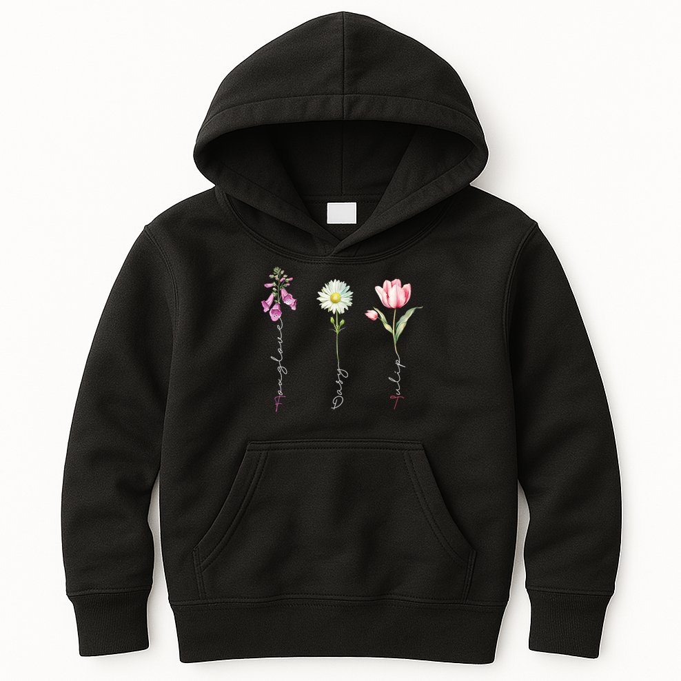 Foxglove Daisy Tulip Flower Foxglove Daisy Tulip Floral Kids Hoodie