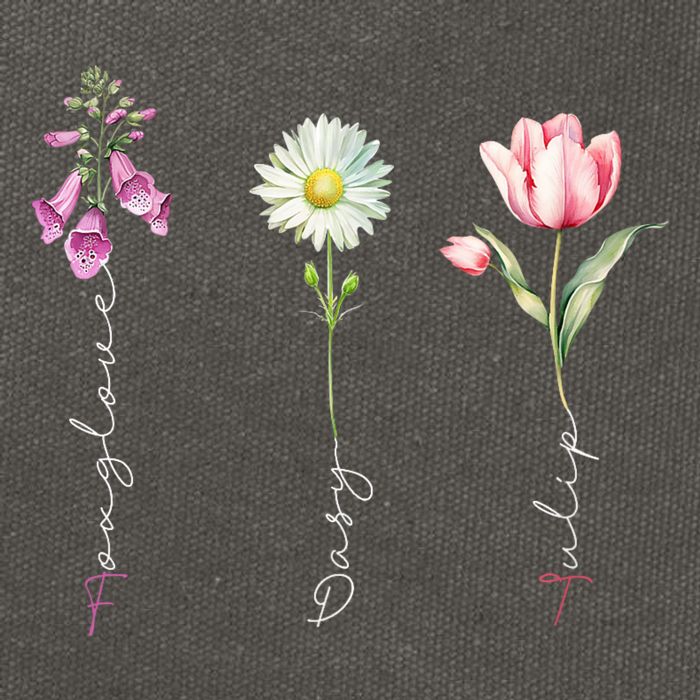 Foxglove Daisy Tulip Flower Foxglove Daisy Tulip Floral Cotton Canvas Backpack