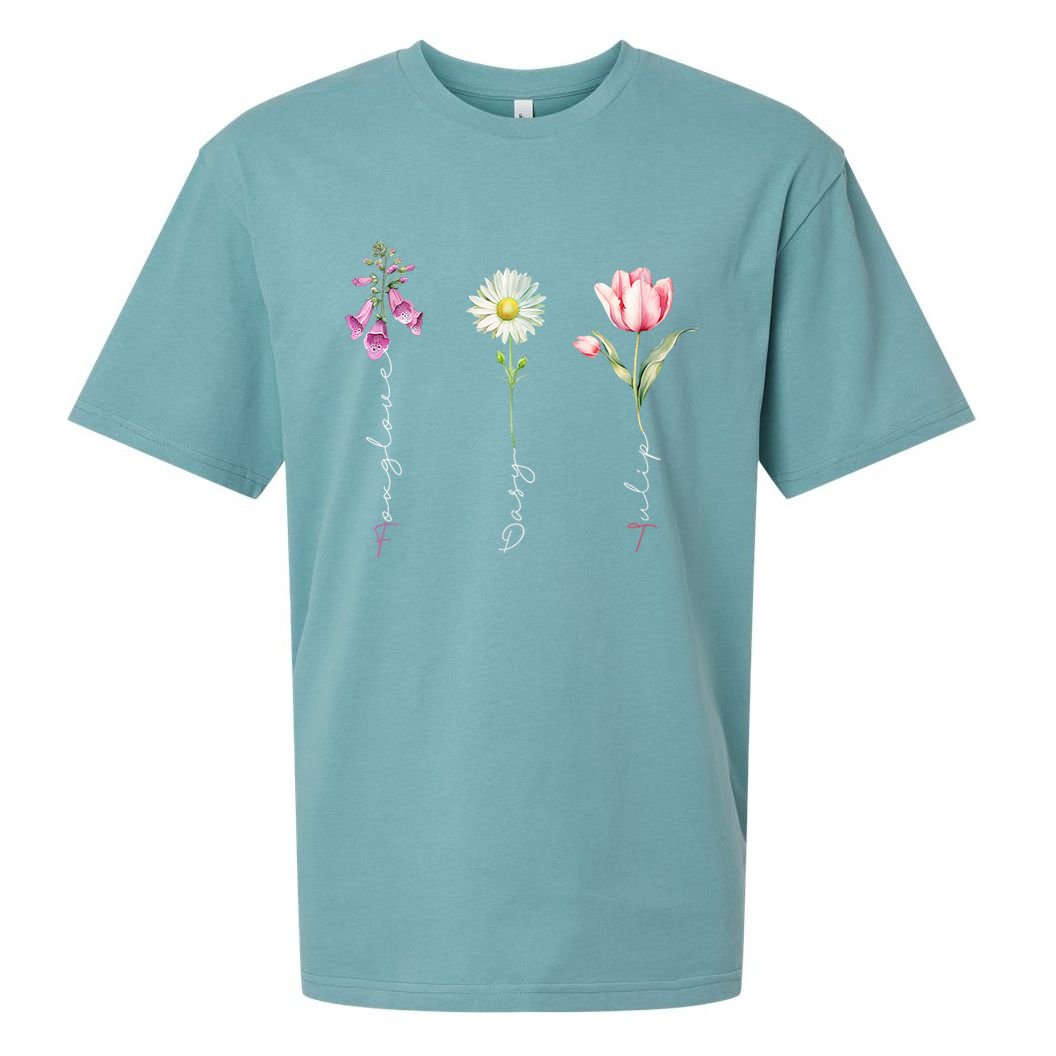 Foxglove Daisy Tulip Flower Foxglove Daisy Tulip Floral Sueded Cloud Jersey T-Shirt