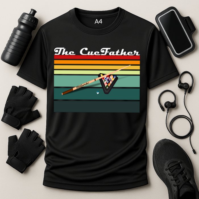 Father's Day The Cue Father Fantasy Billiards Funny Pool Billiards Gift For Dad Cooling Performance Crew T-Shirt
