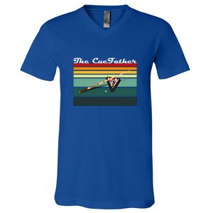 Father's Day The Cue Father Fantasy Billiards Funny Pool Billiards Gift For Dad V-Neck T-Shirt