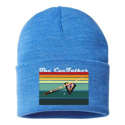 Father's Day The Cue Father Fantasy Billiards Funny Pool Billiards Gift For Dad Sustainable Knit Beanie