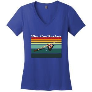 Father's Day The Cue Father Fantasy Billiards Funny Pool Billiards Gift For Dad Women's V-Neck T-Shirt